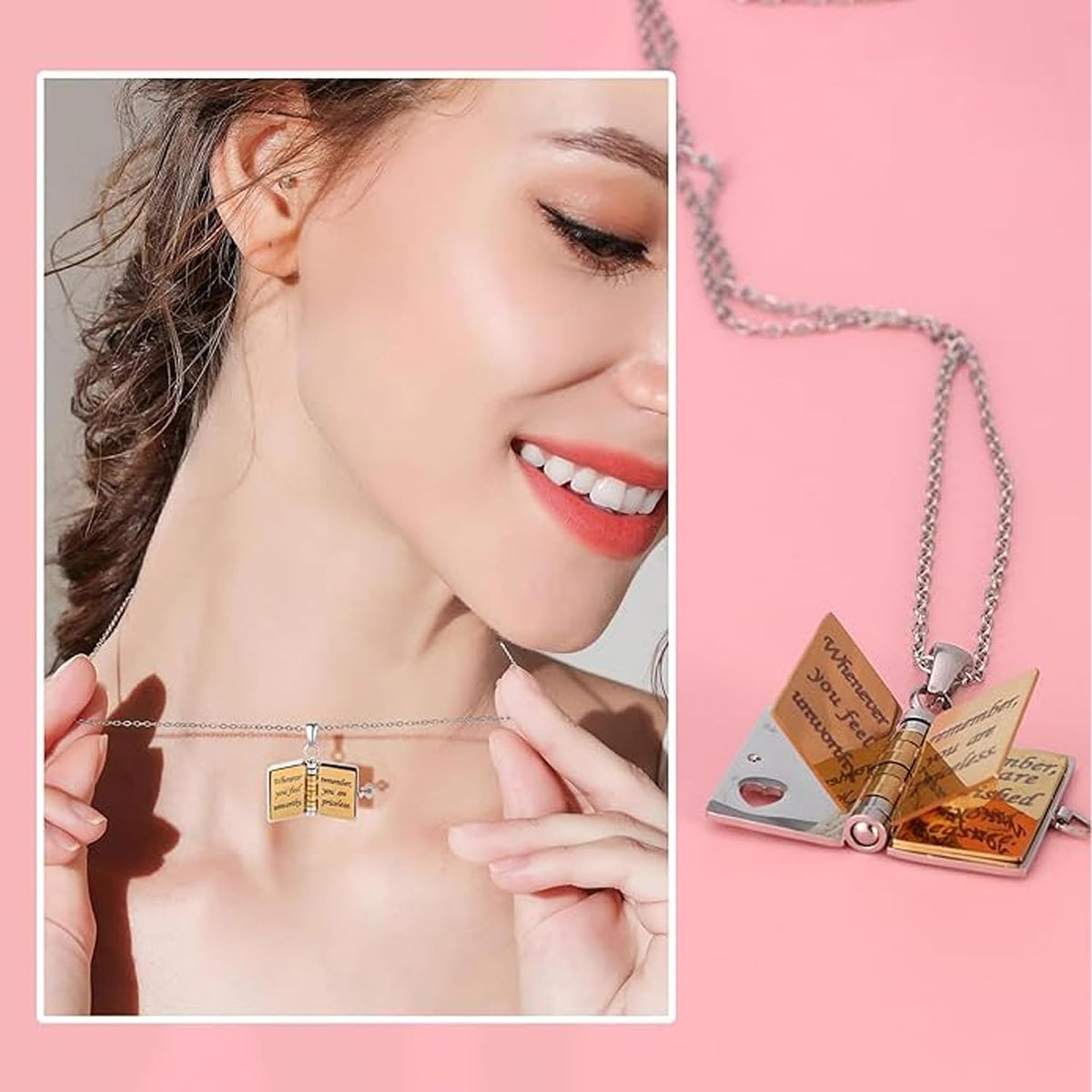 My Little Heart Book Necklace, Little Book Necklace Daughter with Box, Openable with 6 Pages Gifts of Love - Birthday, Graduation & Christmas Gift #1