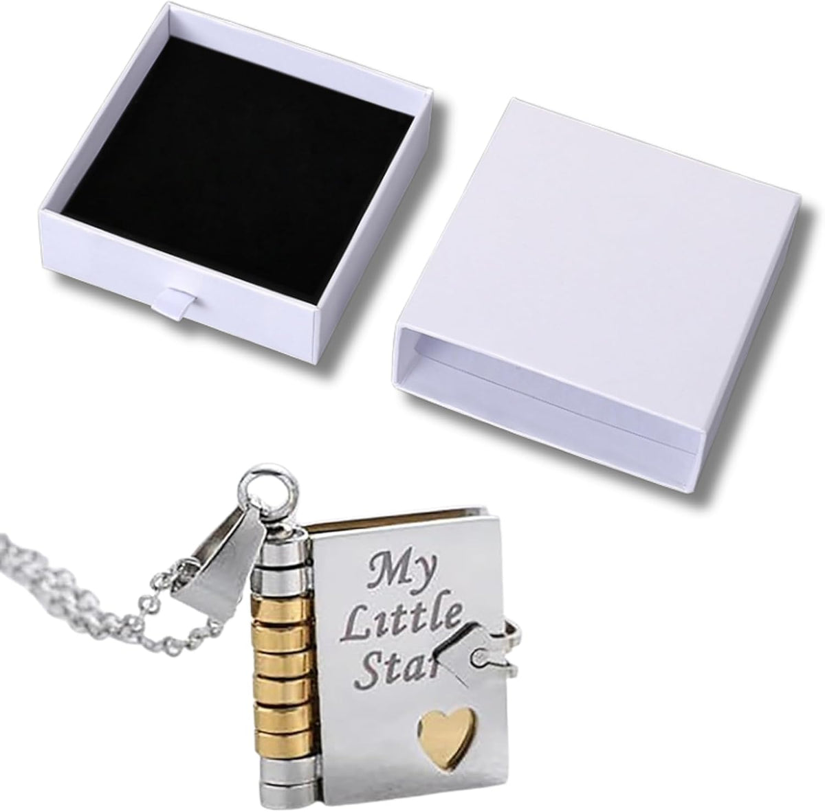 My Little Heart Book Necklace, Little Book Necklace Daughter with Box, Openable with 6 Pages Gifts of Love - Birthday, Graduation & Christmas Gift #1